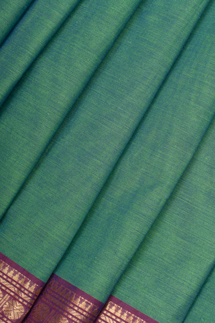 Green traditional pure cotton saree