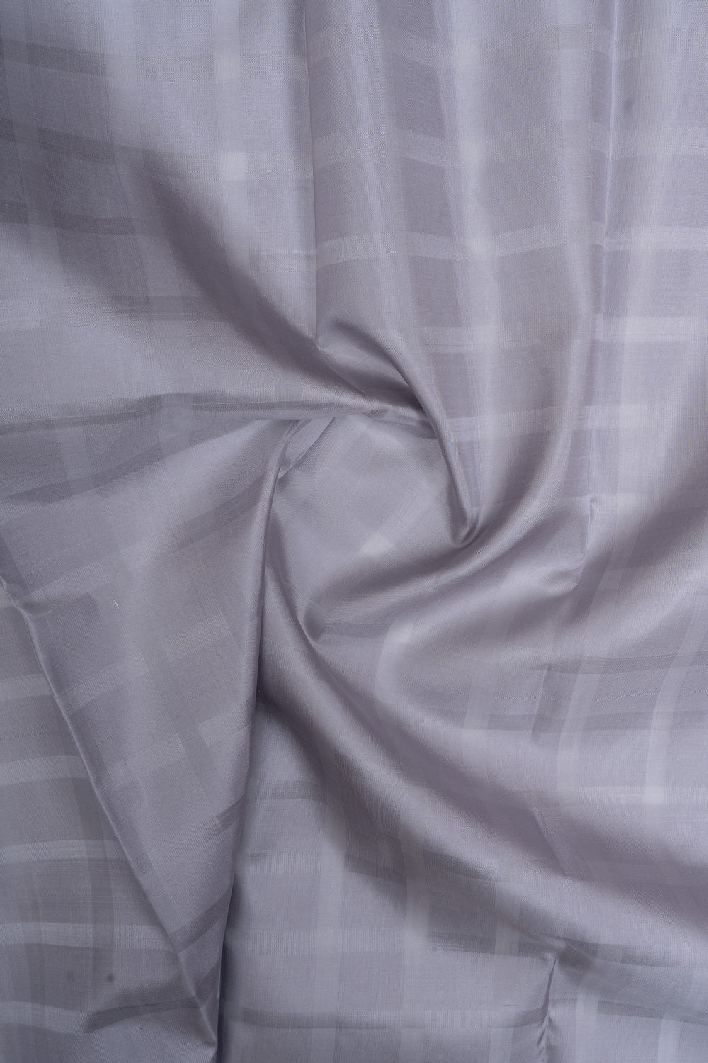 Grey dupian checks borderless pure kanchipuram silk saree