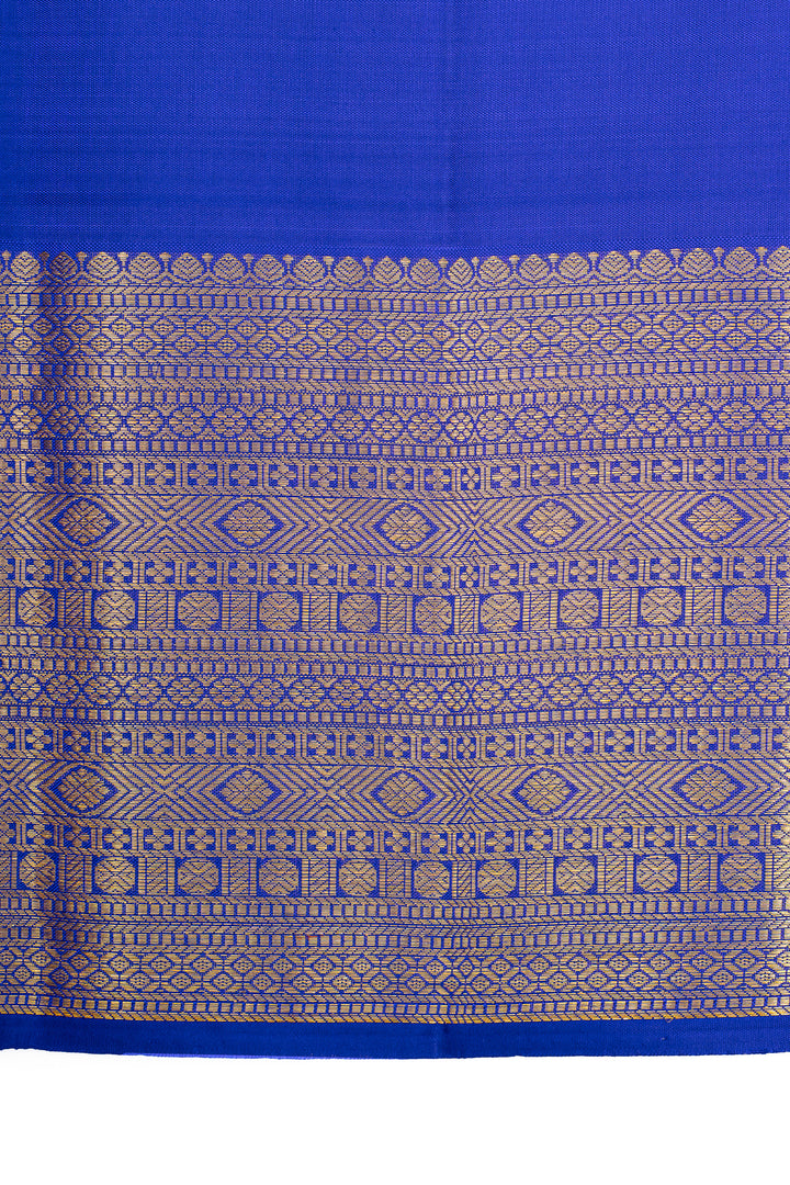 Peacock blue and purple traditional pure kanchipuram silk saree