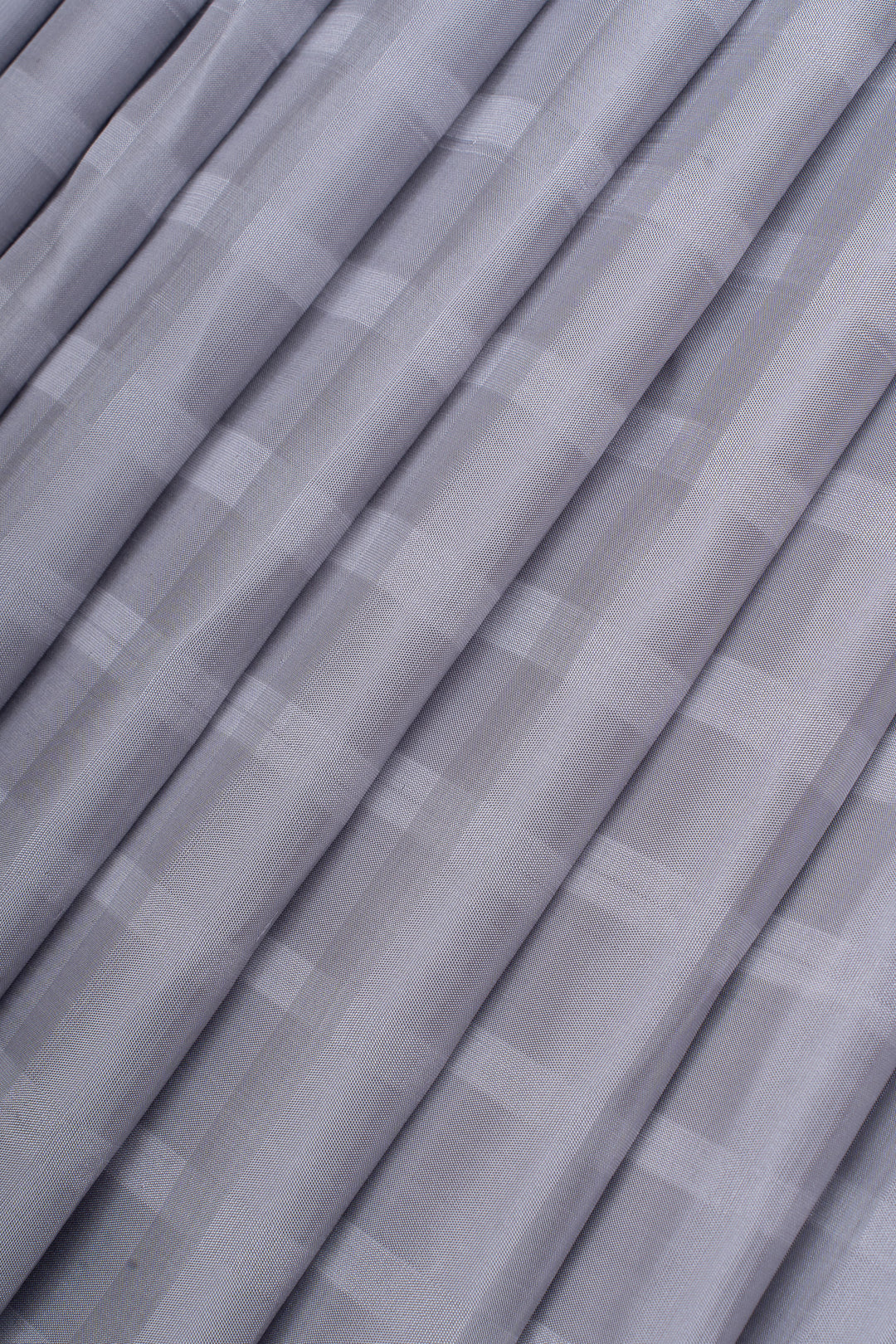 Grey dupian checks borderless pure kanchipuram silk saree