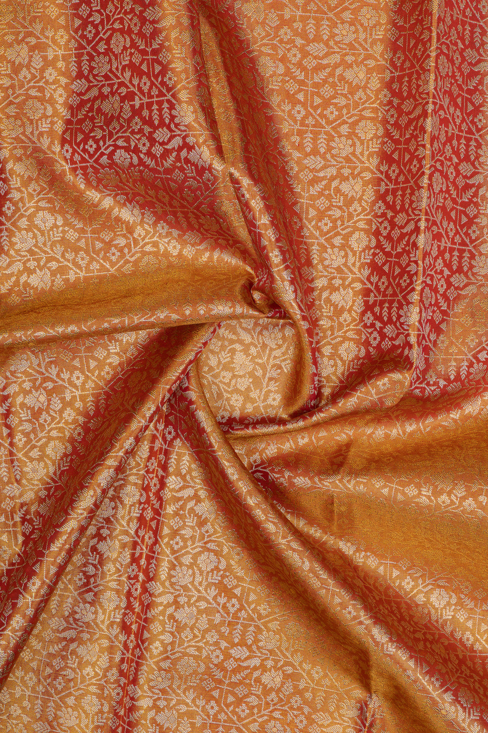 Peach and gold tissue pure Kanchipuram  silk saree