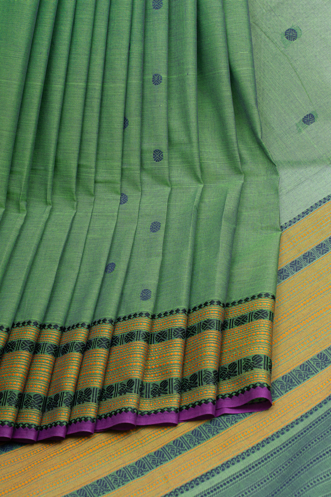Leaf green  pure cotton saree