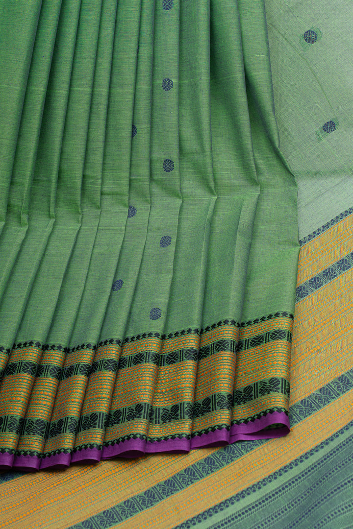 Leaf green  pure cotton saree