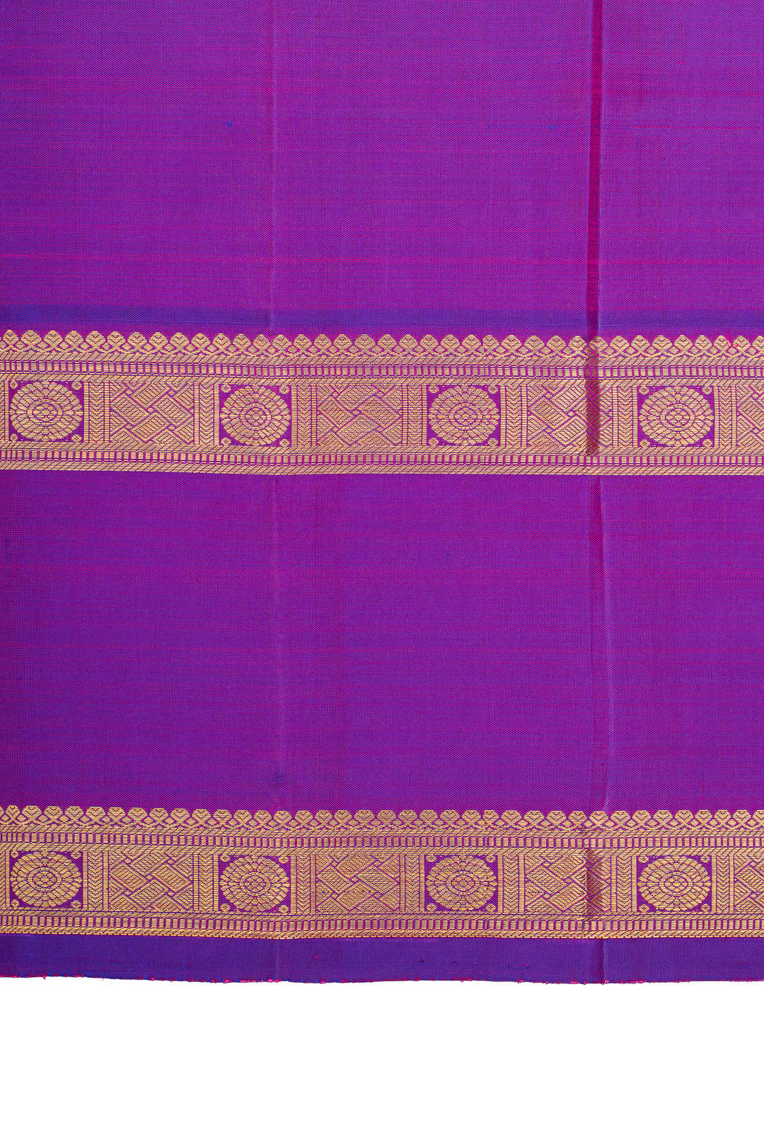 Peach orange and purple rettai pettu pure kanchipuram silk saree
