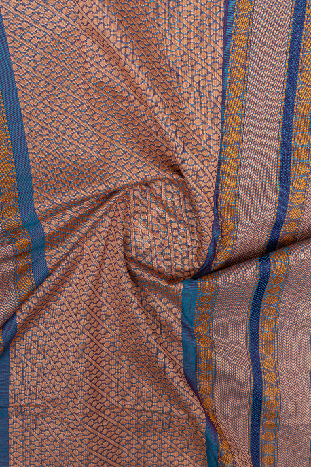 Blue traditional pure cotton saree