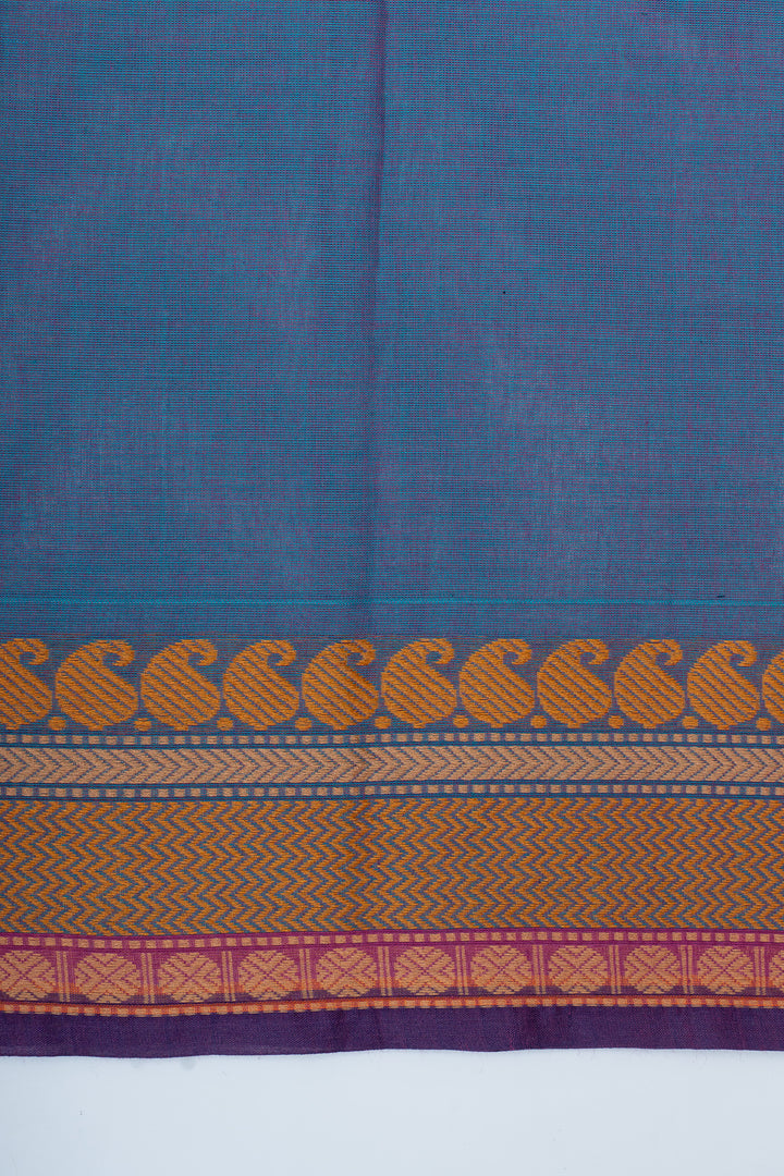 Blue traditional pure cotton saree