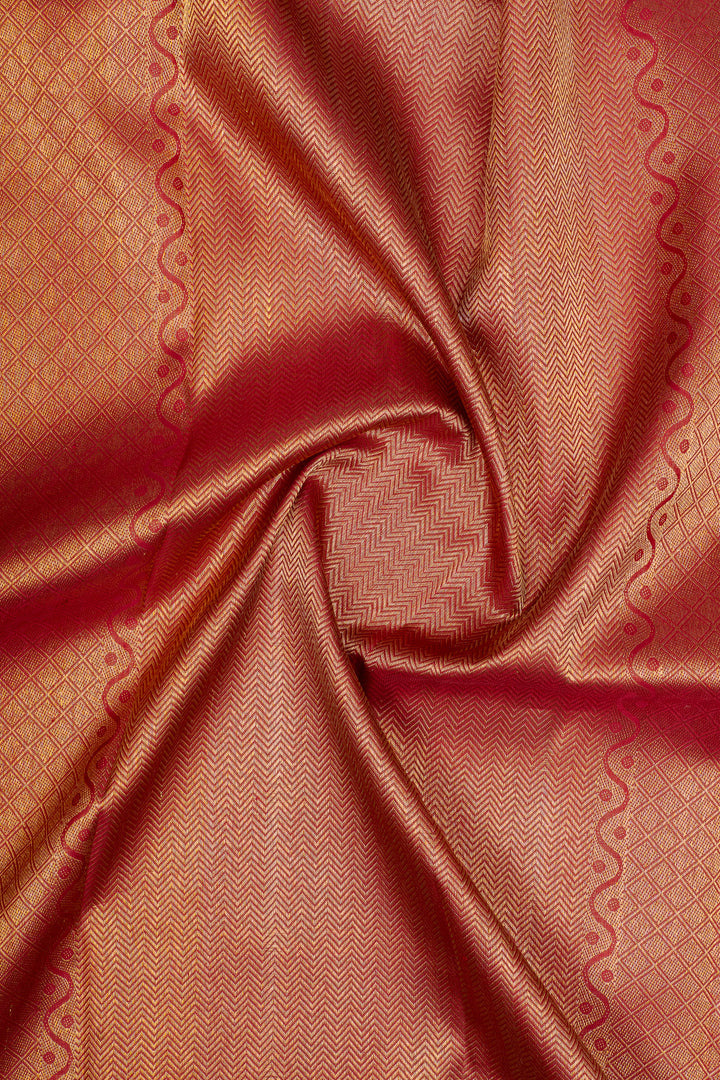Lilac and red yazhi brocade pure kanchipuram silk saree