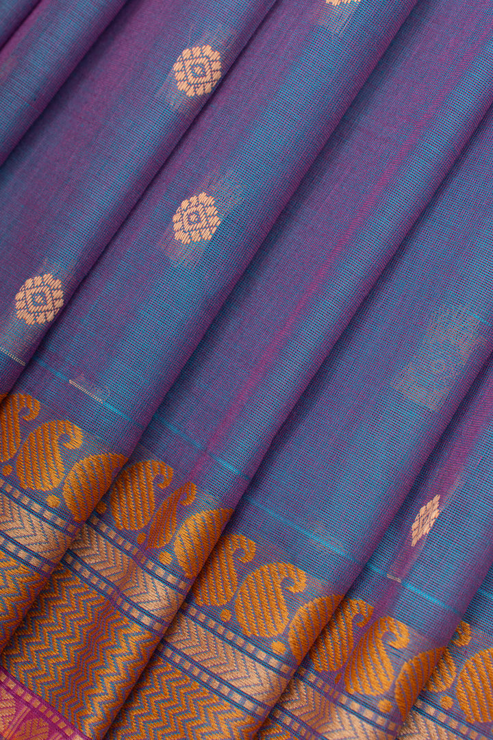 Blue traditional pure cotton saree