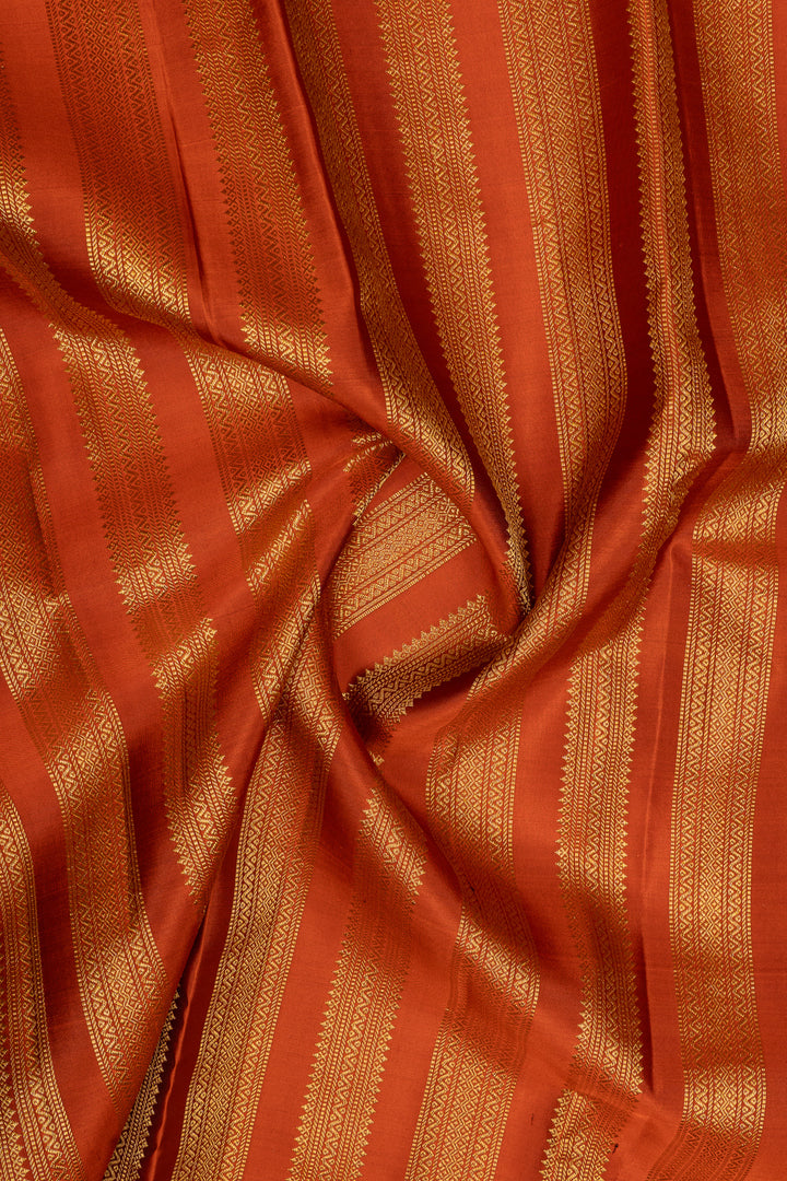 Brown and red varisaipettu pure kanchipuram silk saree