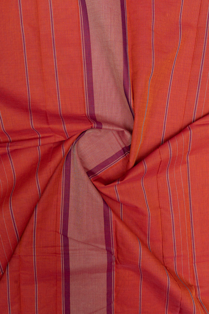 Rust orange traditional pure cotton saree