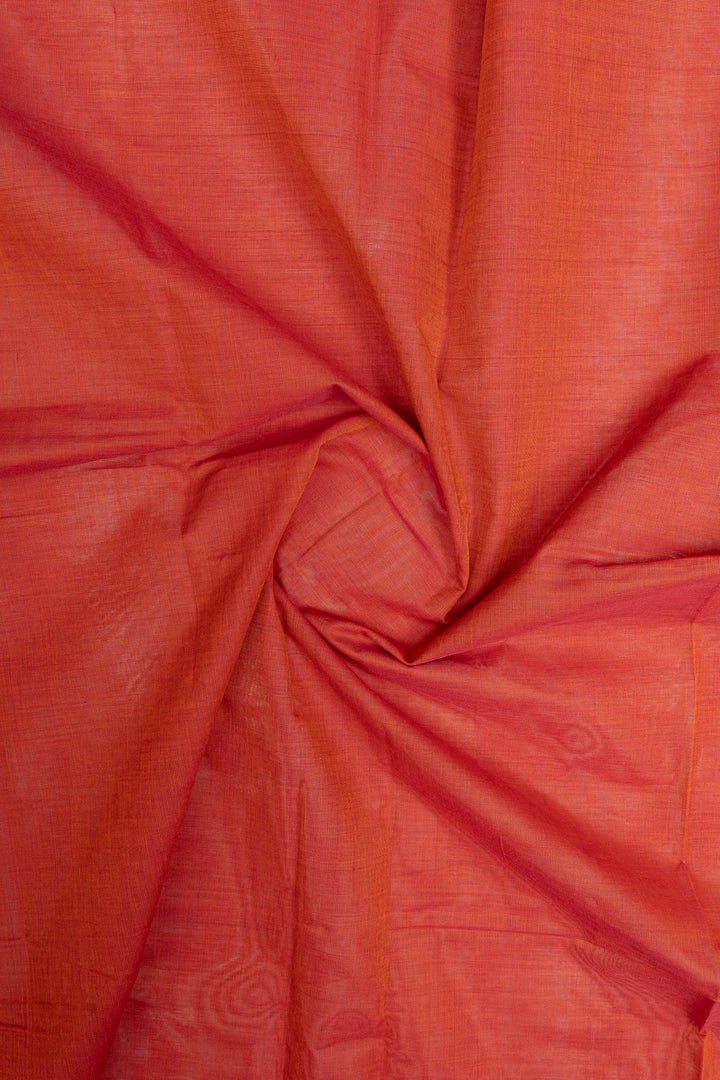 Rust orange traditional pure cotton saree