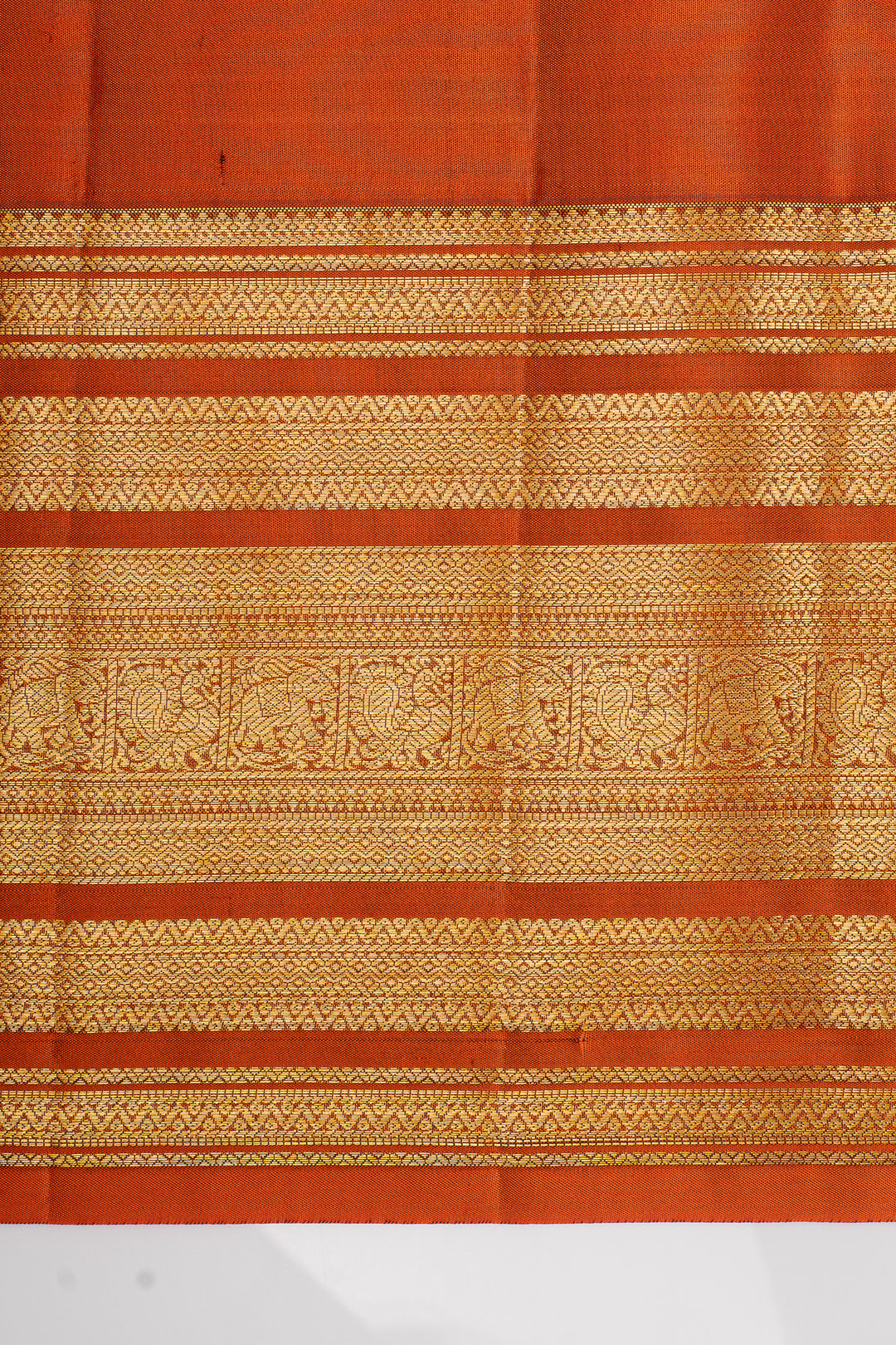 Brown and red varisaipettu pure kanchipuram silk saree