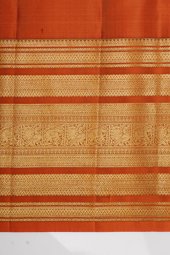 Brown and red varisaipettu pure kanchipuram silk saree