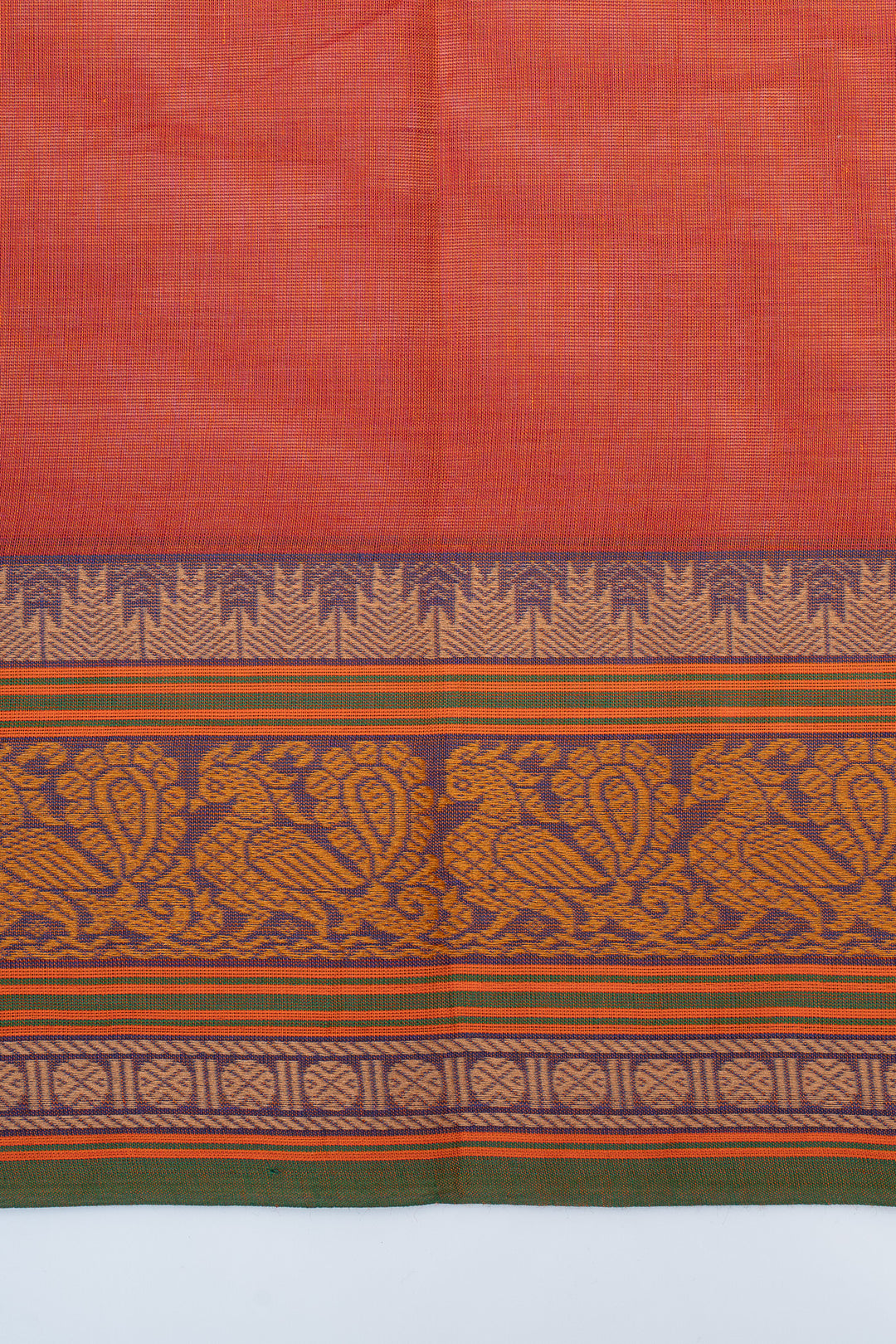 Rust orange traditional pure cotton saree