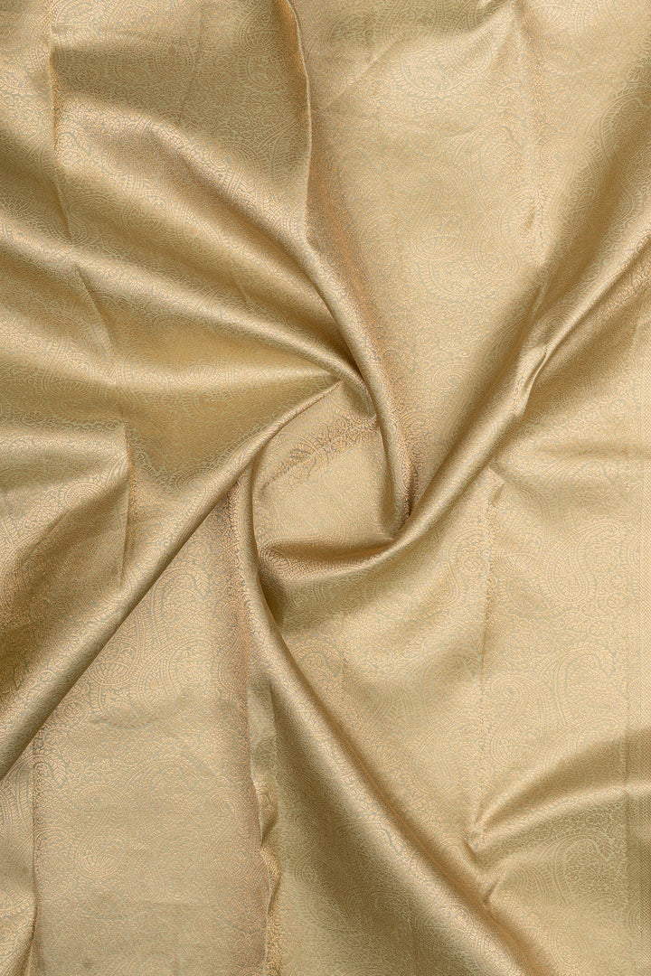 Lime green and ivory pure kanchipuram silk saree