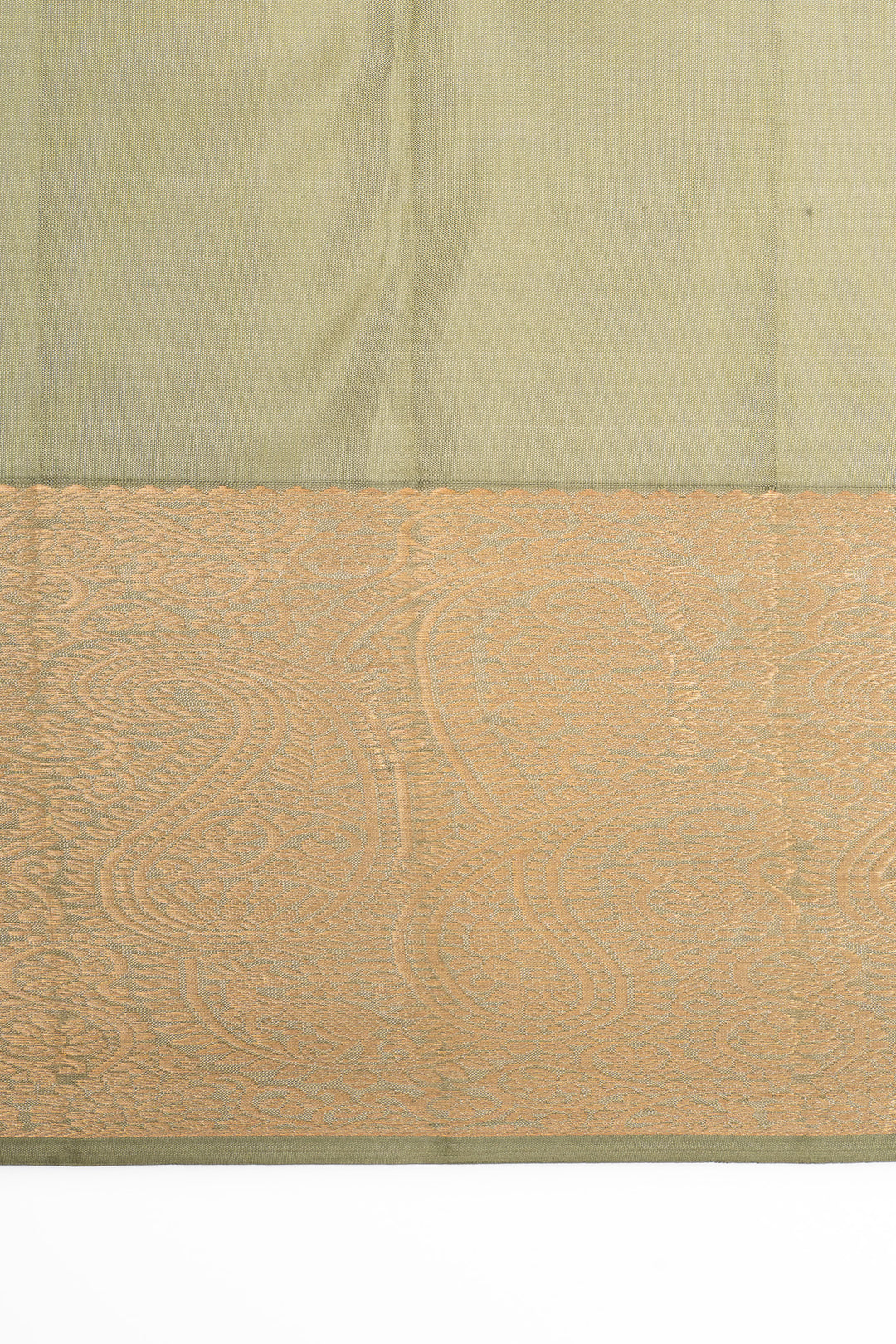 Lime green and ivory pure kanchipuram silk saree