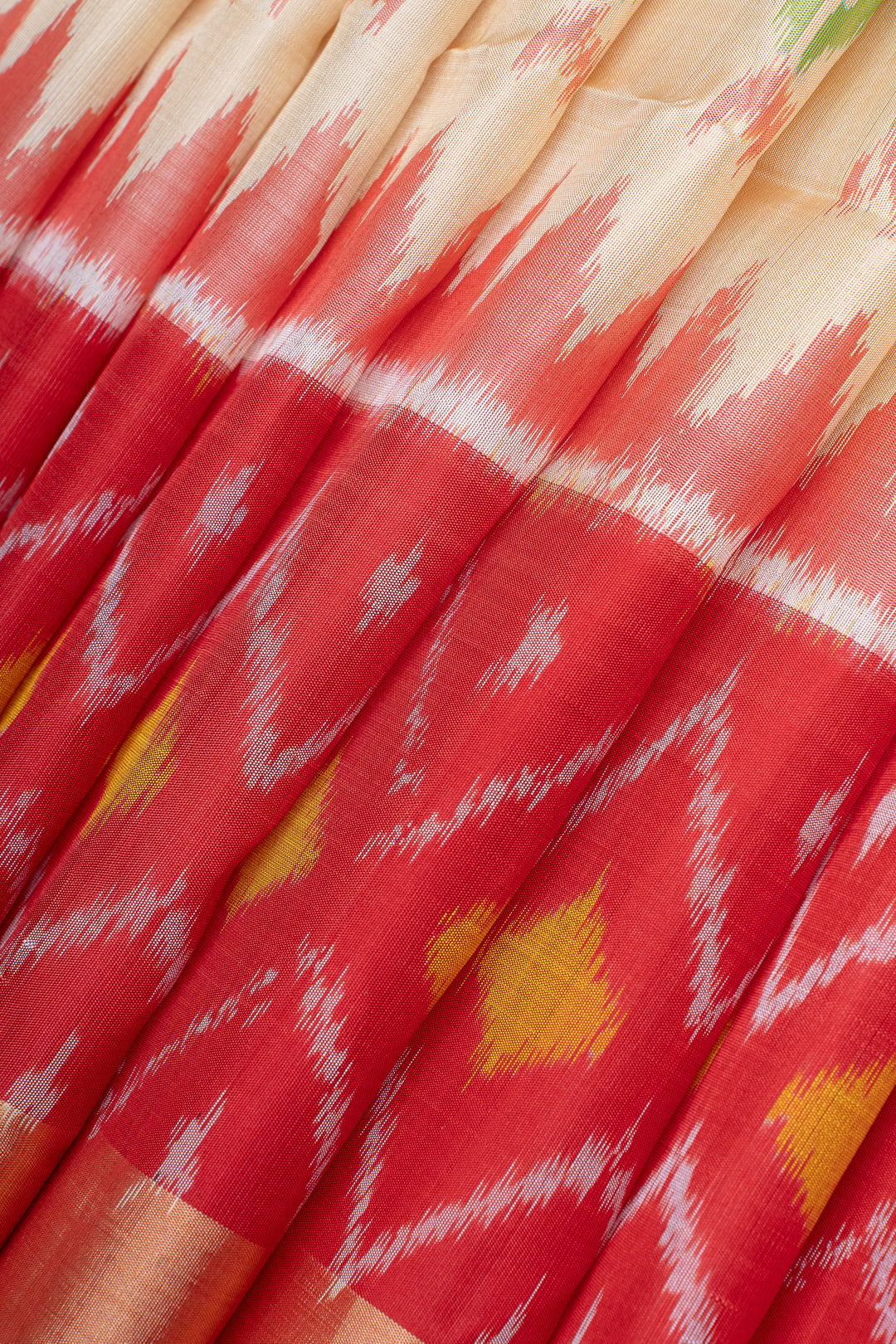 Off white and red pure soft silk saree