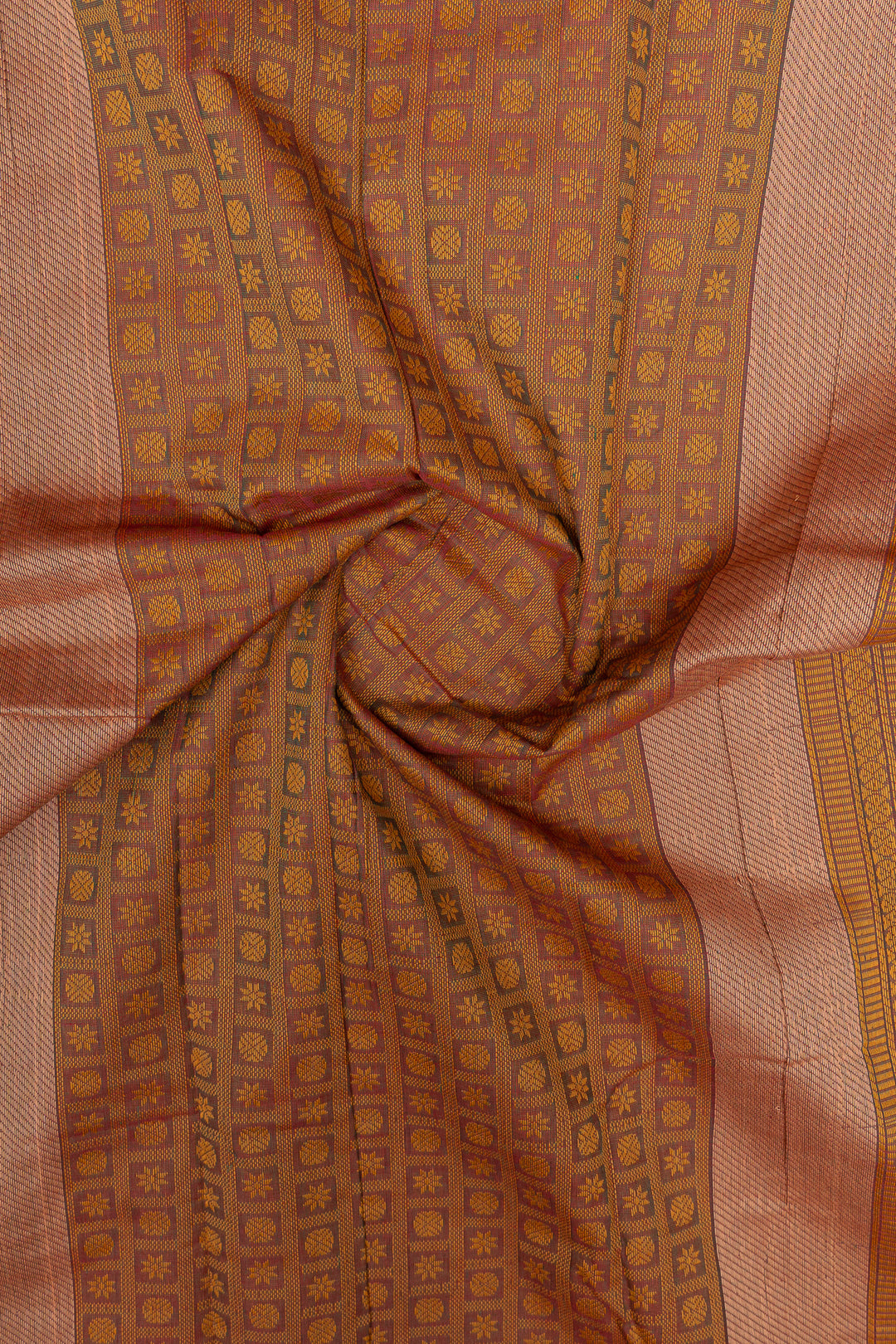 Maroonish purple checks pure cotton saree