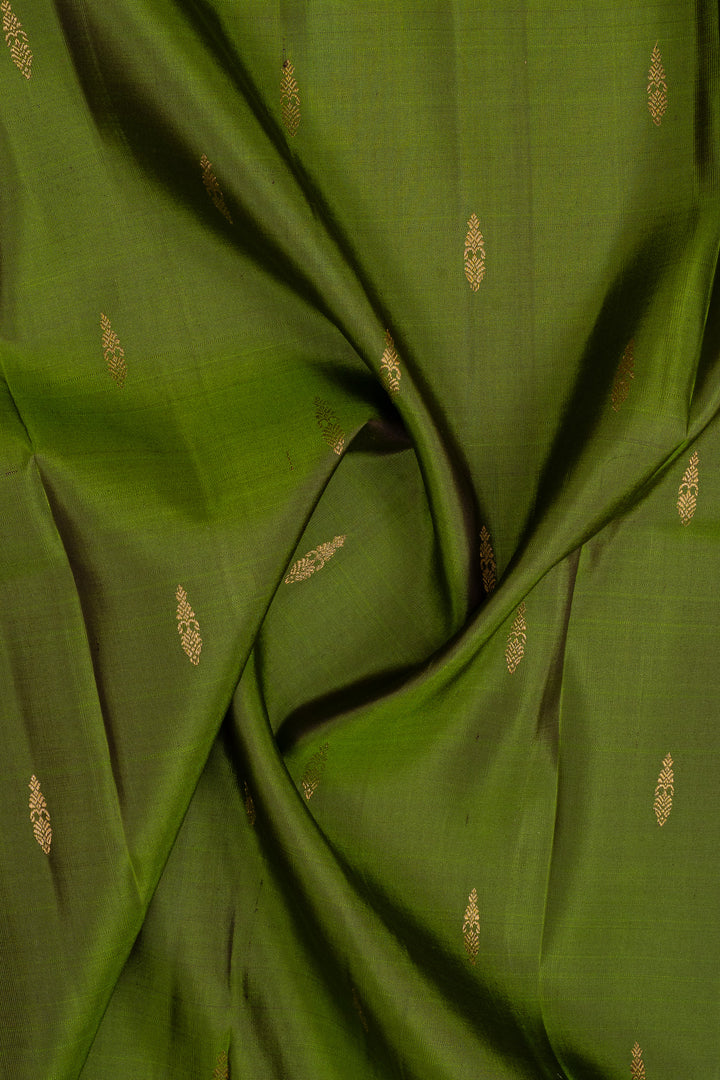 Leaf green rettai pettu pure kanchipuram silk saree
