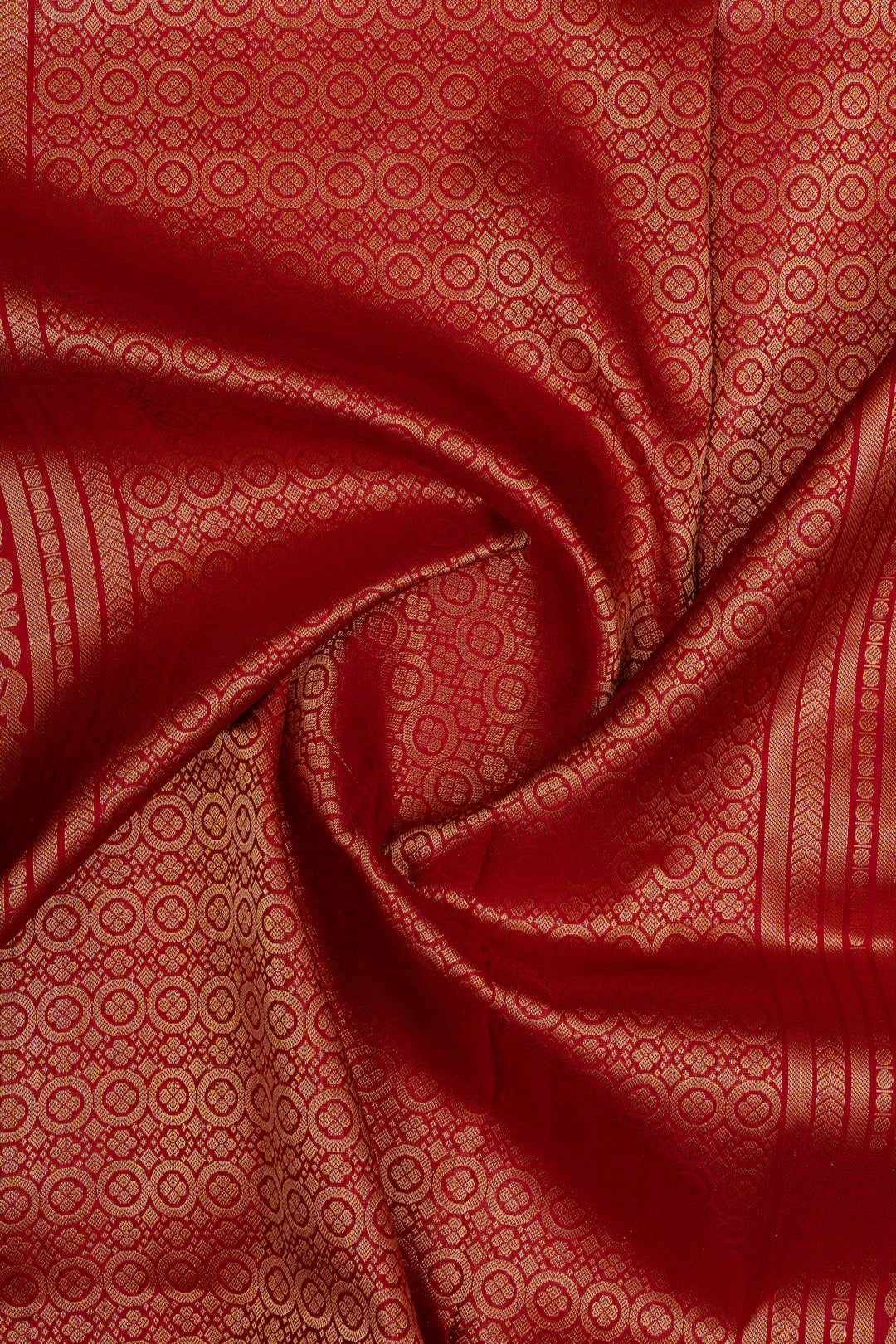 Bottle green and red Laksha buttas pure soft silk saree