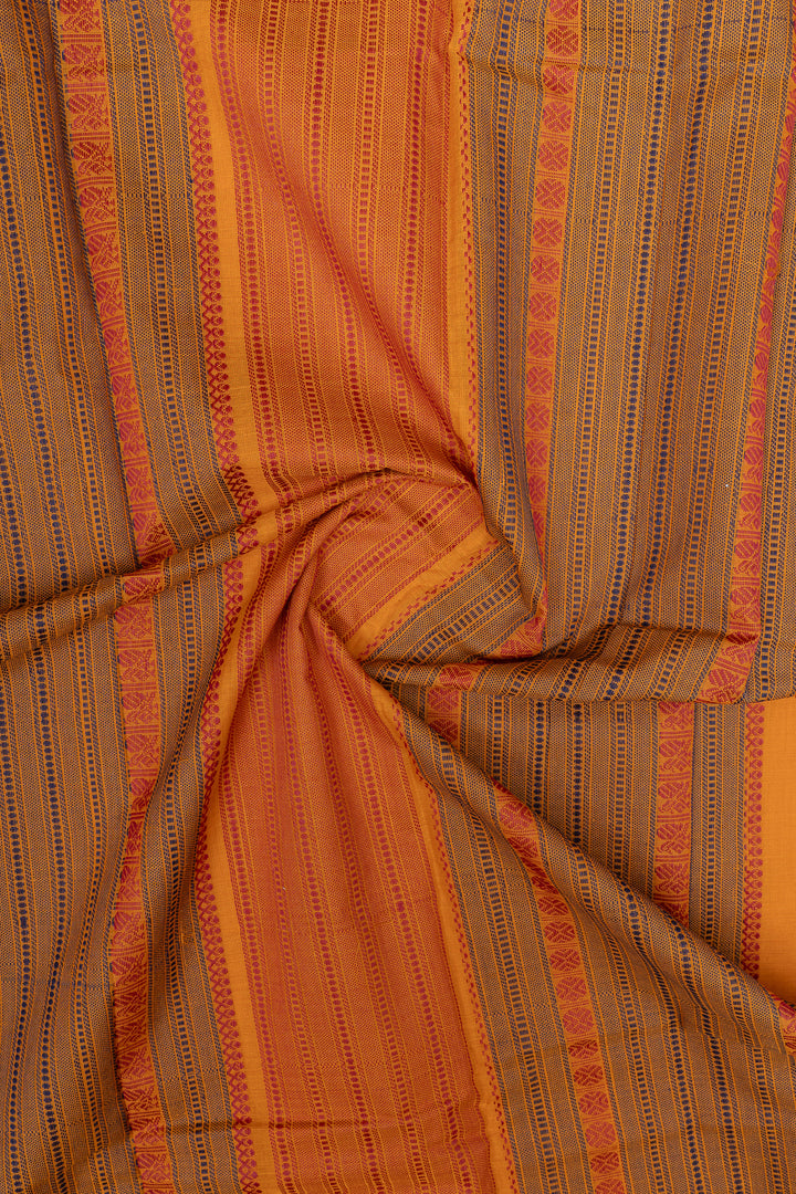 Mustard traditional pure cotton saree