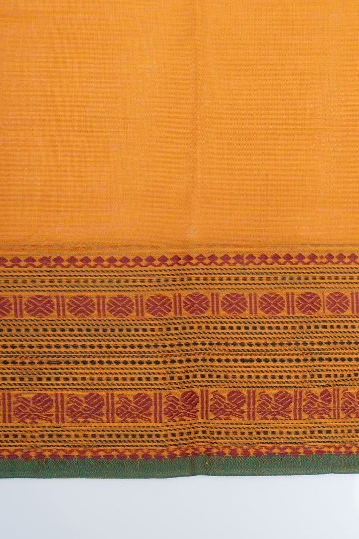 Mustard traditional pure cotton saree