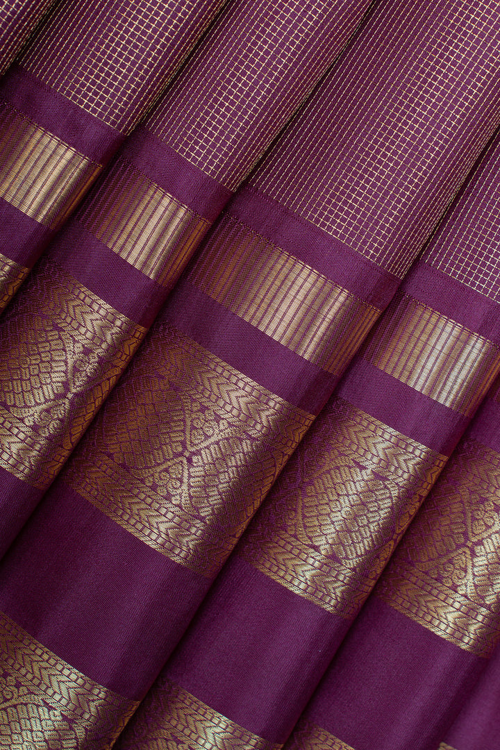 Plum purple Zari brocade pure kanchipuram silk saree