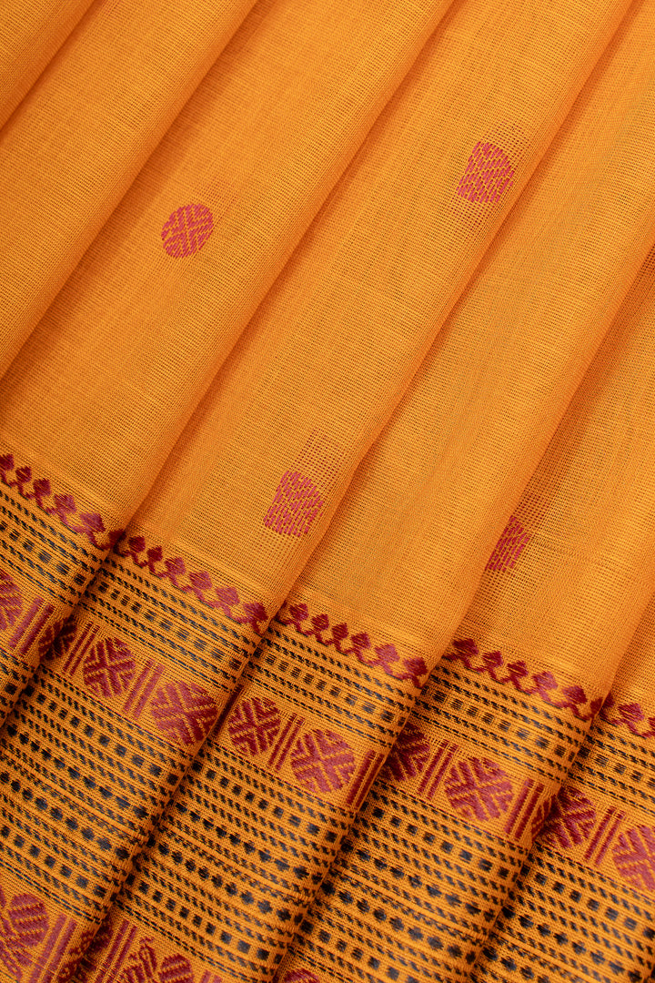 Mustard traditional pure cotton saree