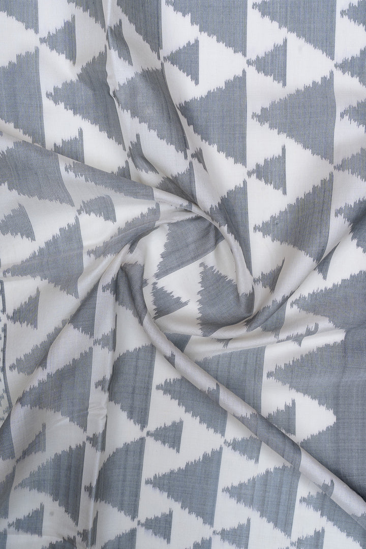 Off white and pink pure Ikat soft silk