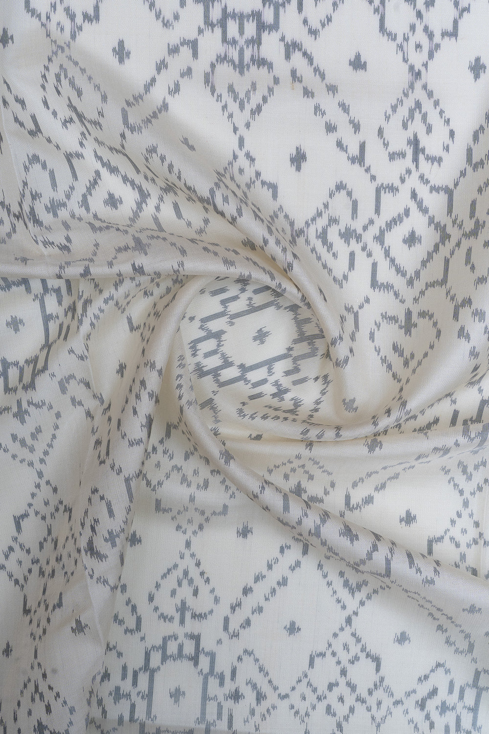 Off white and pink pure Ikat soft silk