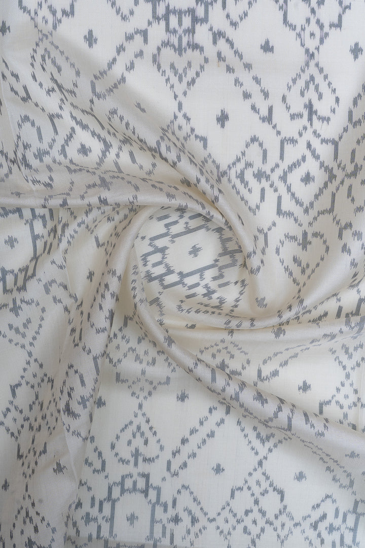 Off white and pink pure Ikat soft silk