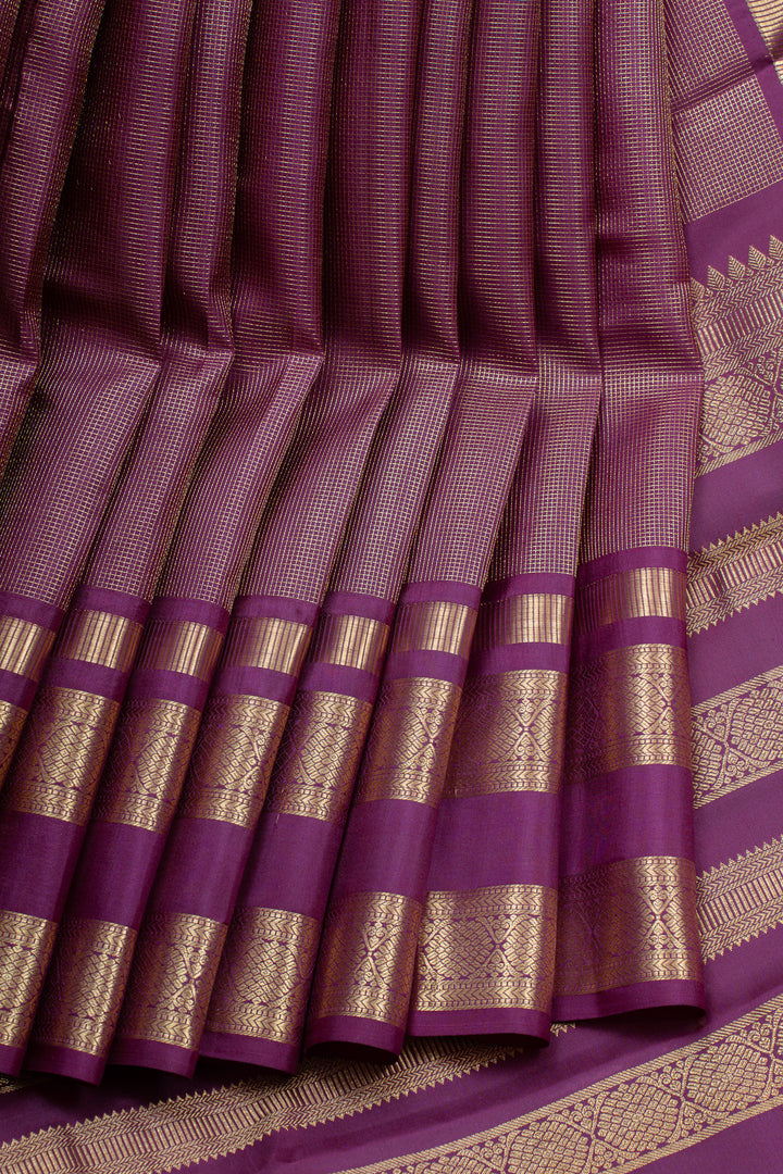 Plum purple Zari brocade pure kanchipuram silk saree