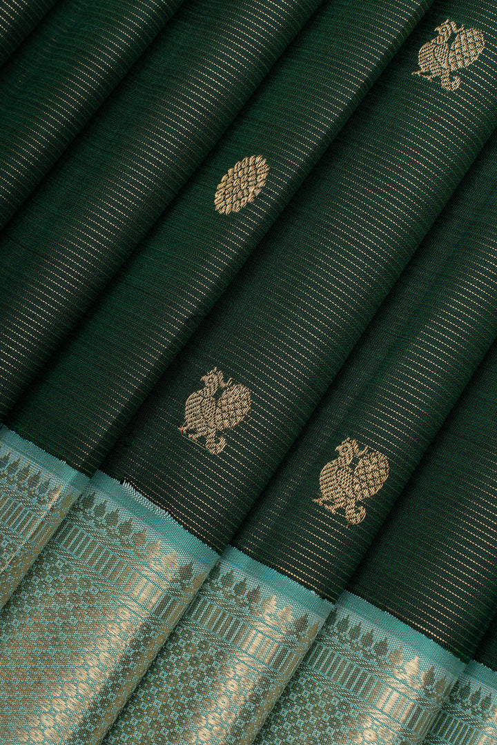 Bottle green Vairaoosi  pure kanchipuram silk saree
