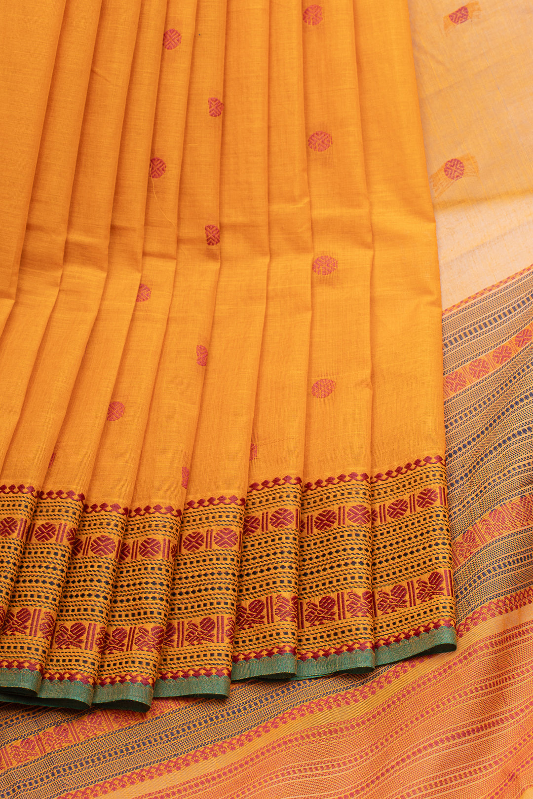 Mustard traditional pure cotton saree