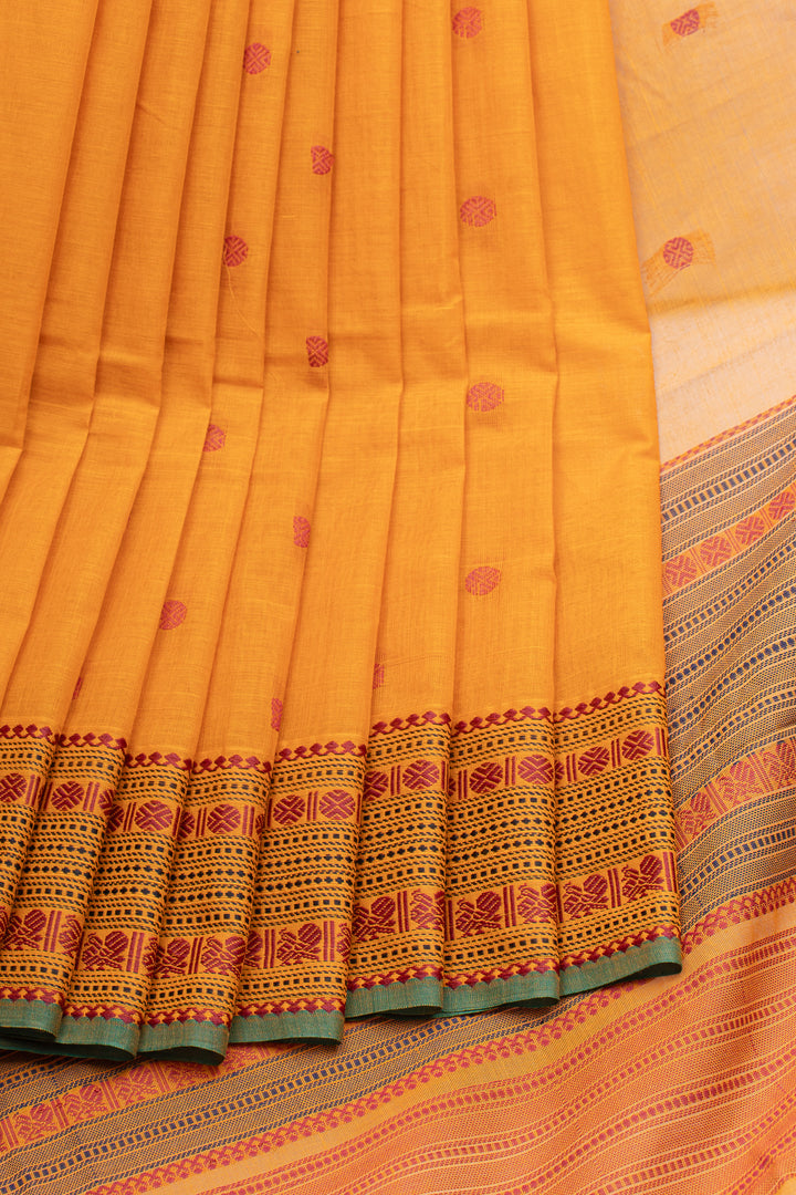 Mustard traditional pure cotton saree