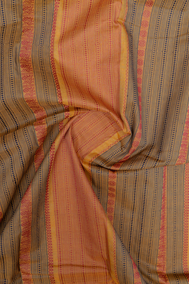 Beige traditional pure cotton saree