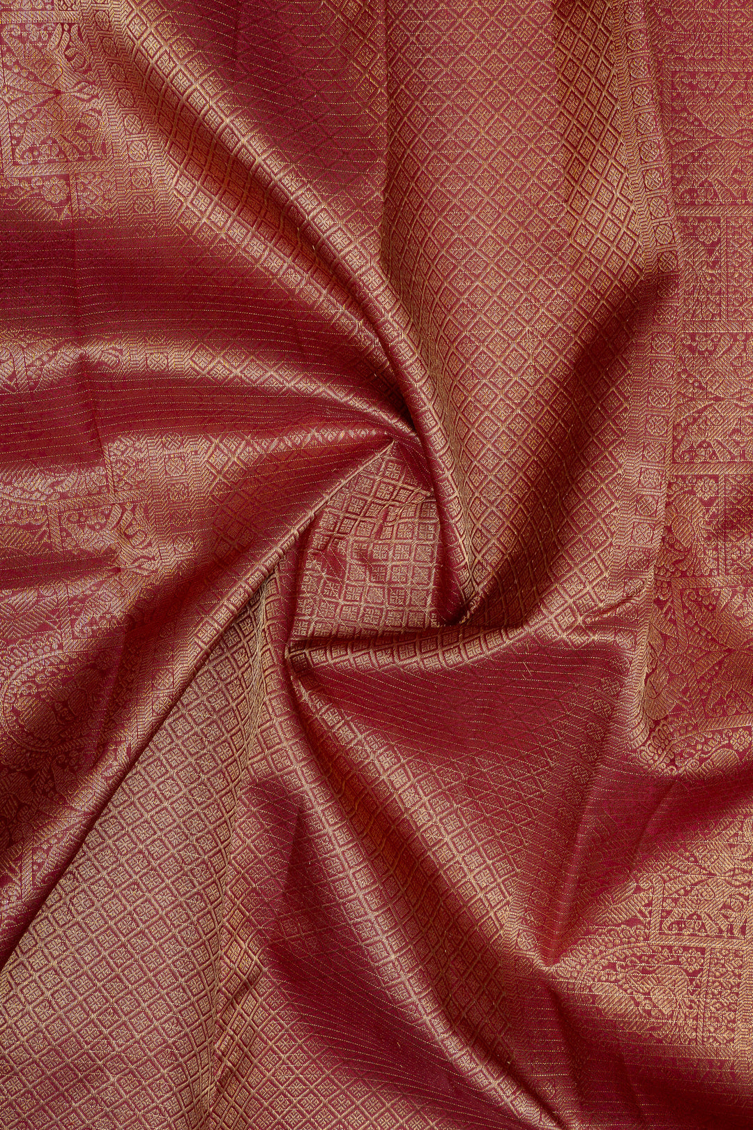 Maroon Zari checks pure kanchipuram silk saree