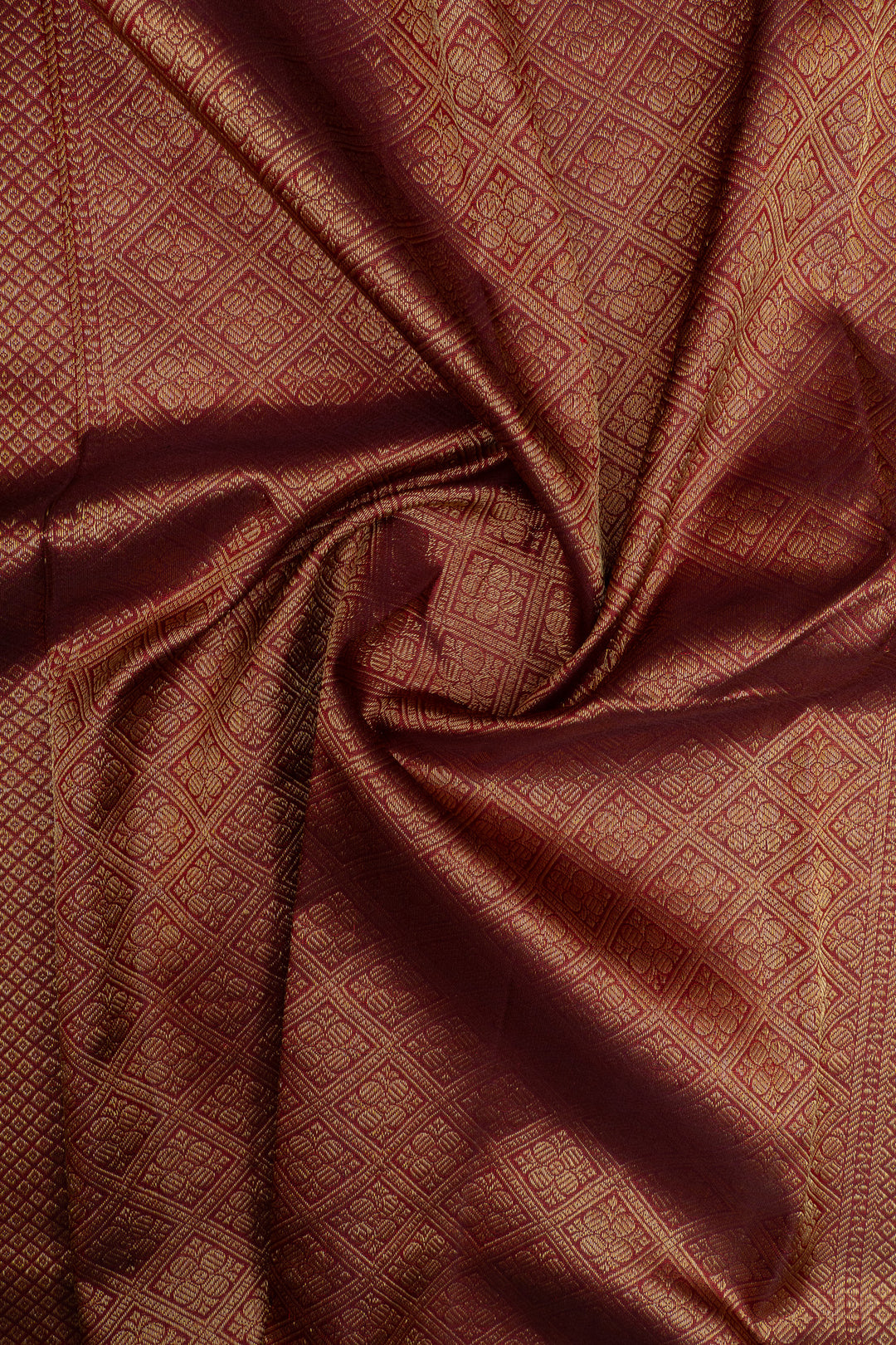 Maroon borderless pure Kanchipuram silk saree