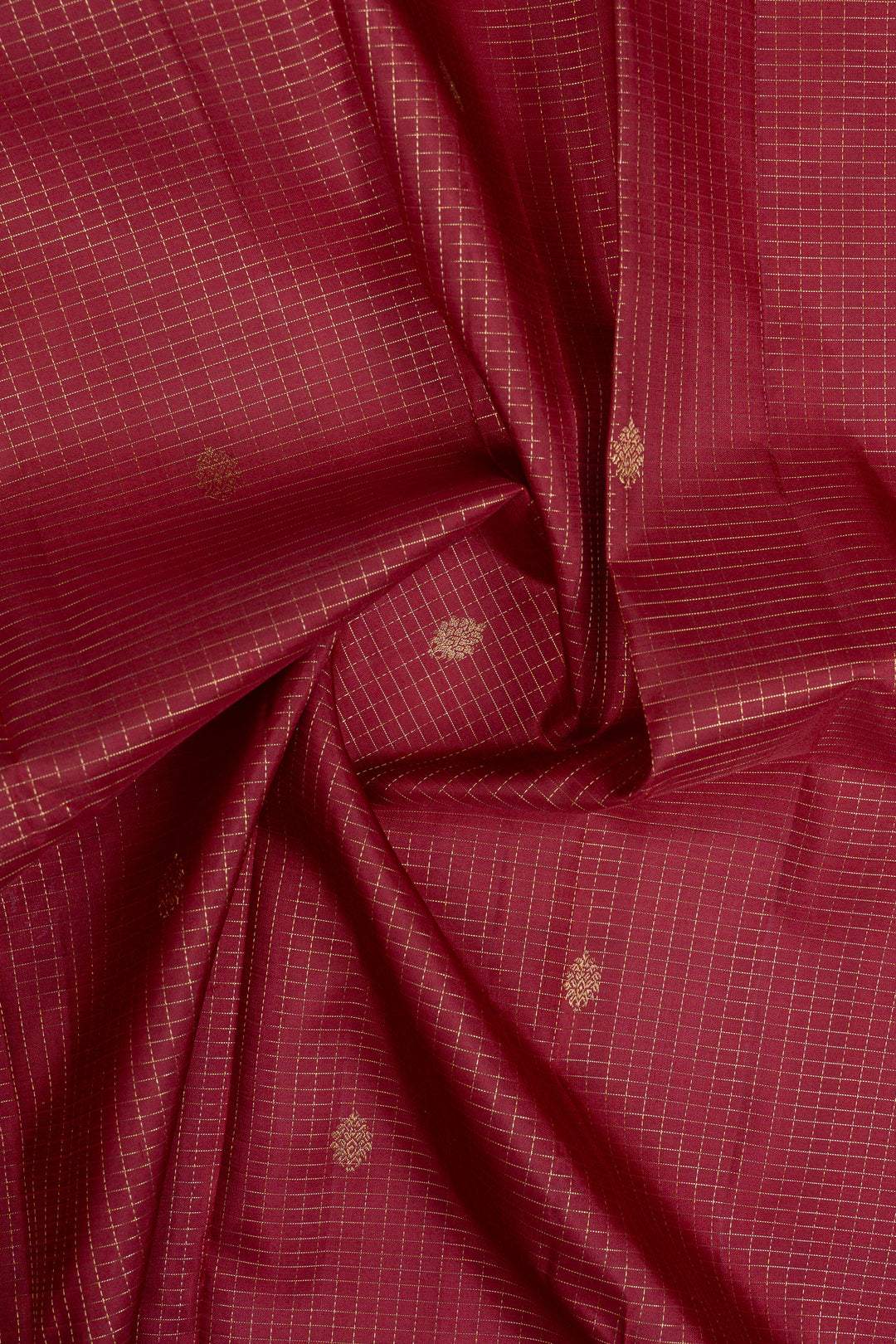 Maroon Zari checks pure kanchipuram silk saree