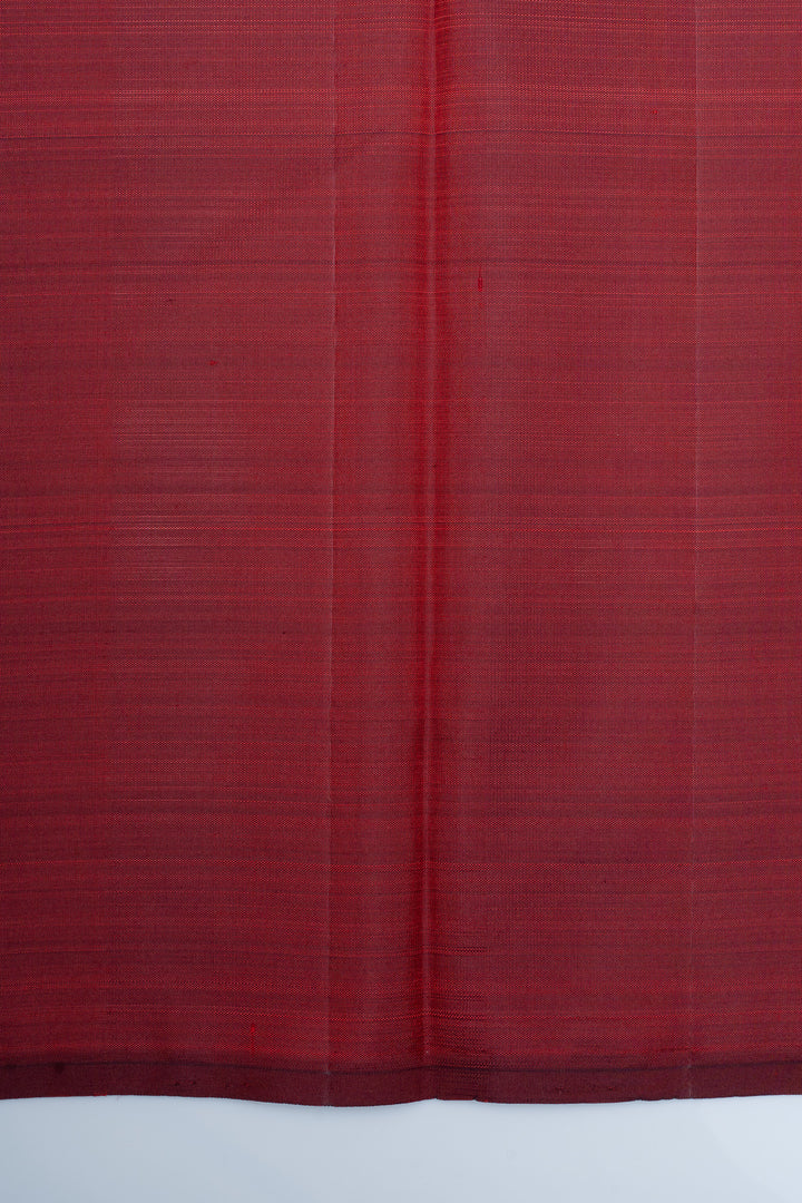 Maroon borderless pure Kanchipuram silk saree