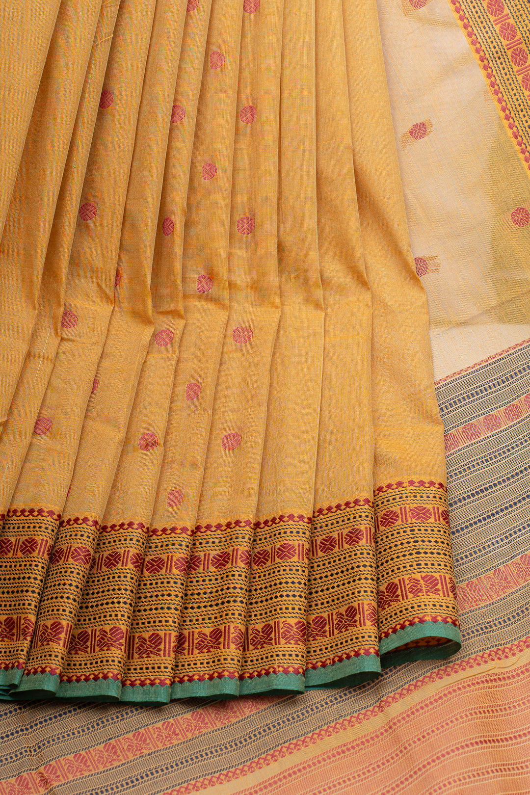 Beige traditional pure cotton saree