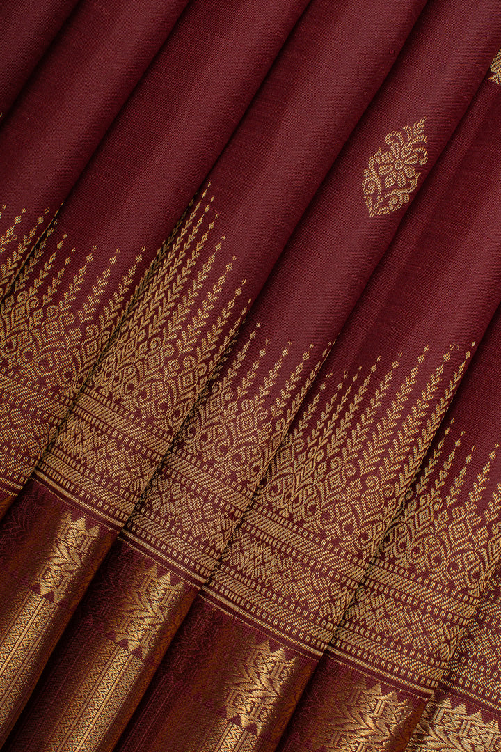 Maroon traditional pure kanchipuram silk saree
