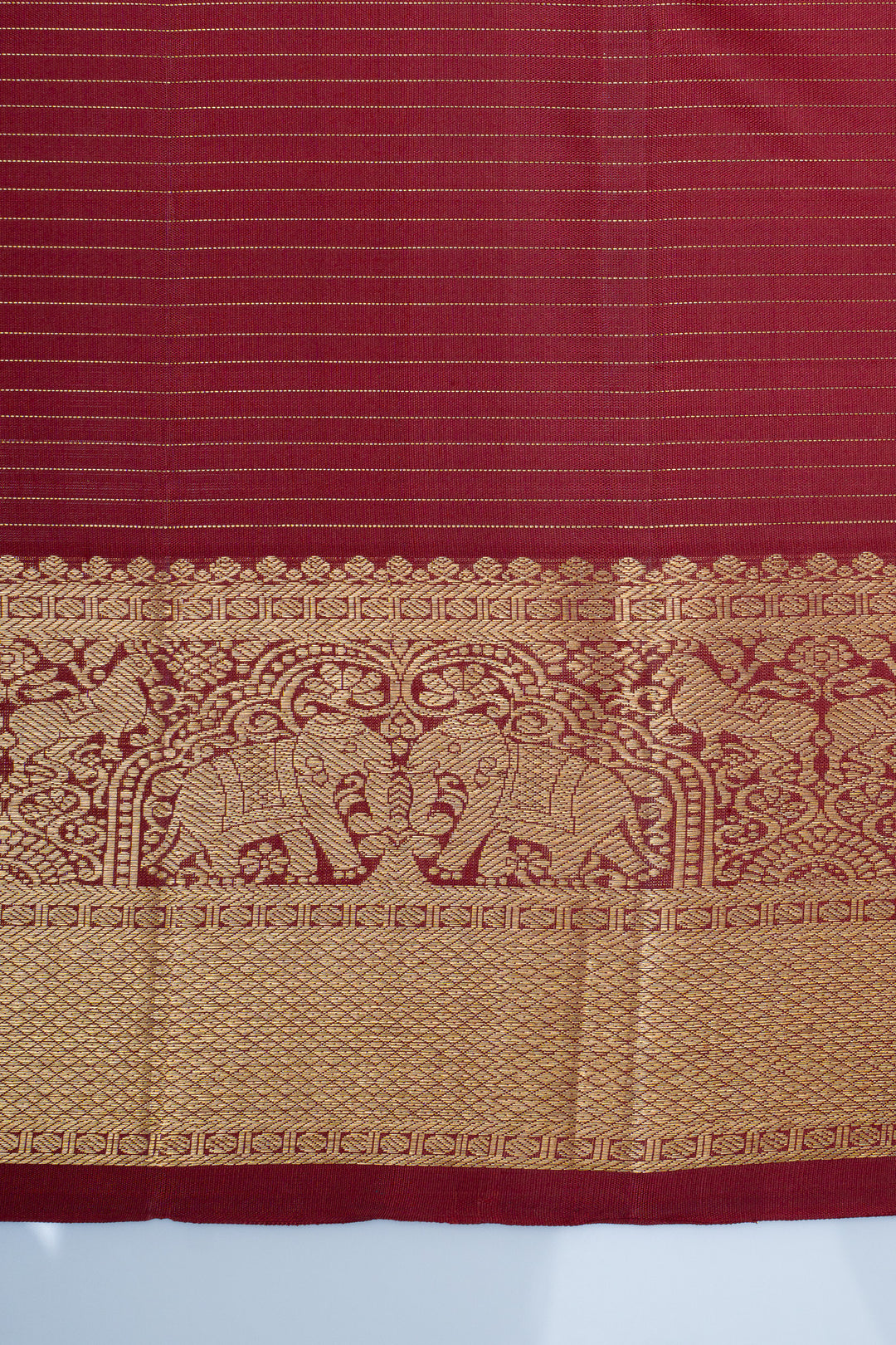 Maroon Zari checks pure kanchipuram silk saree