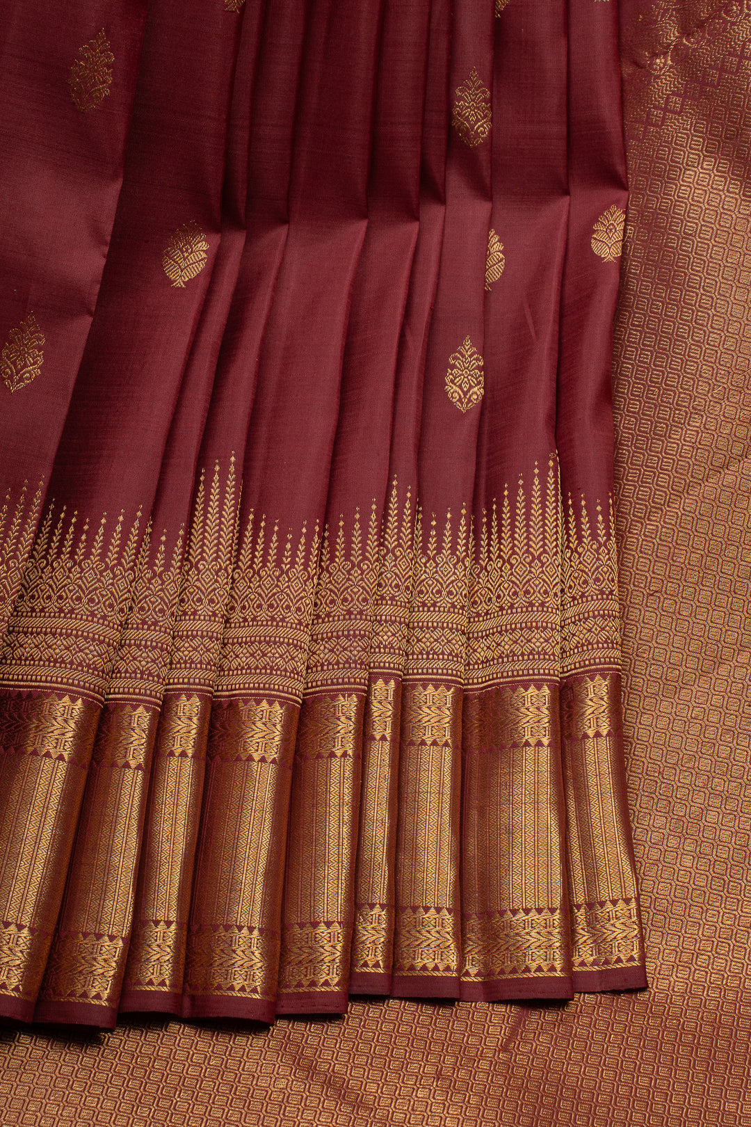 Maroon traditional pure kanchipuram silk saree