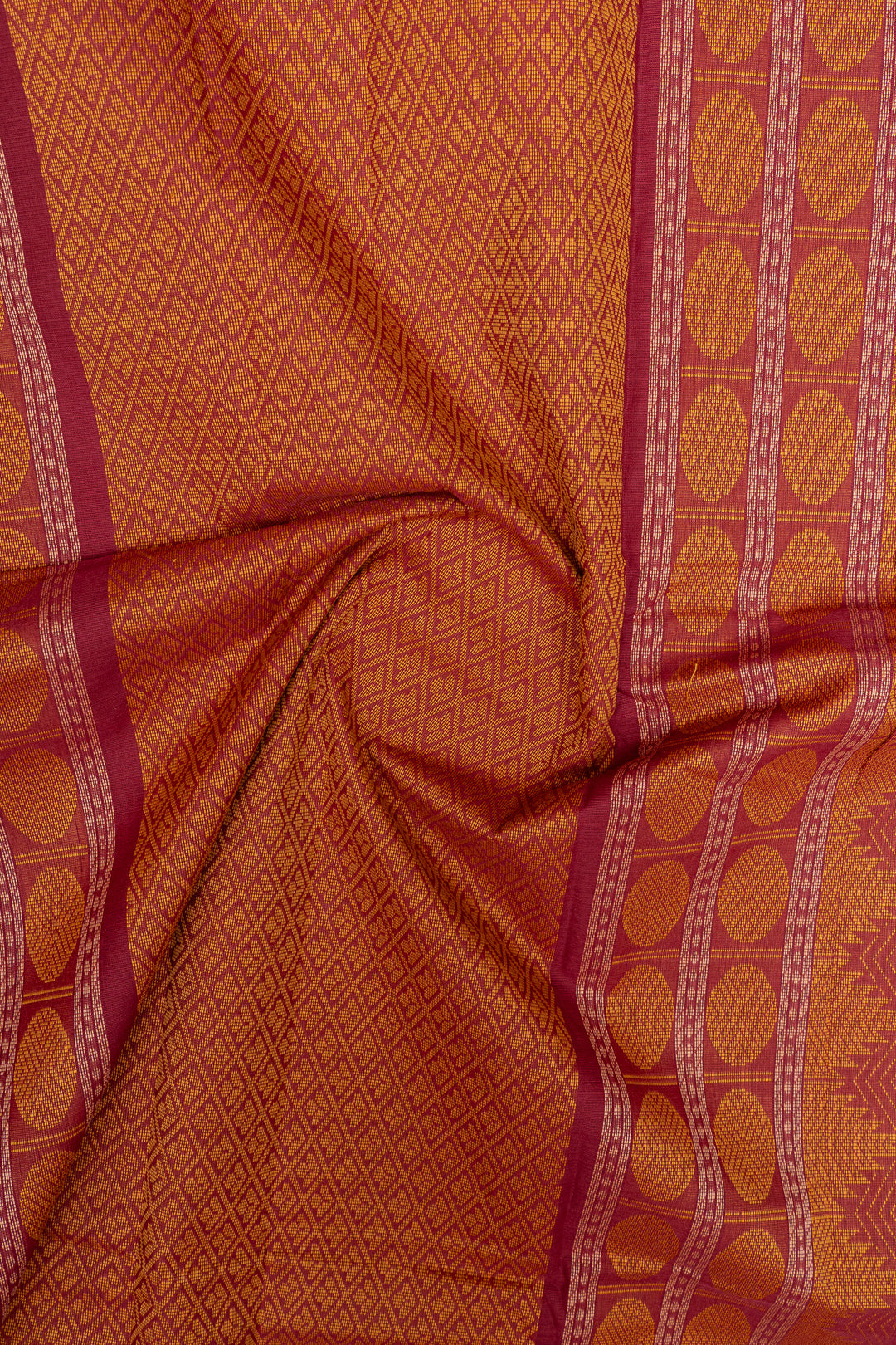 Red traditional pure cotton saree