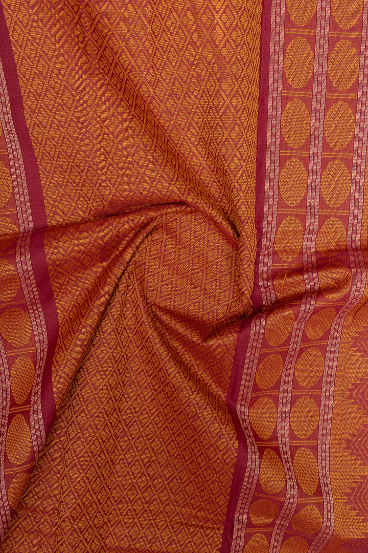 Red traditional pure cotton saree