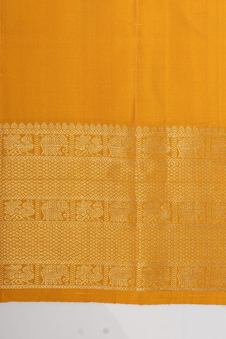 Yellow turning border  pure kanchipuram silk saree