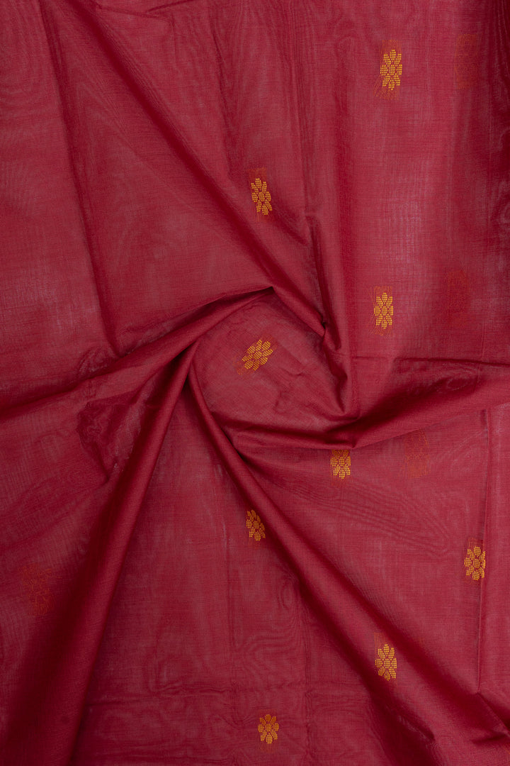 Red traditional pure cotton saree