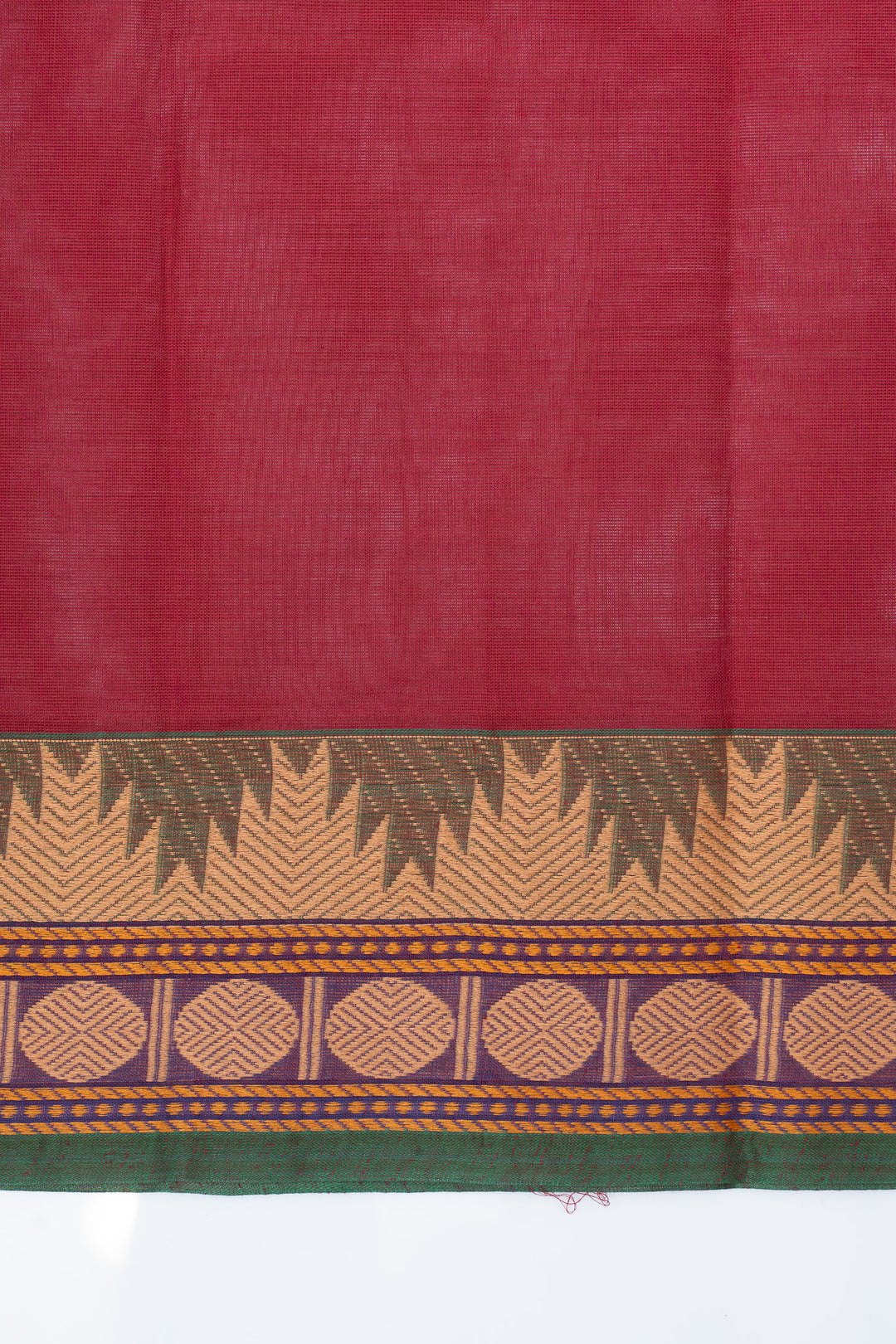 Red traditional pure cotton saree