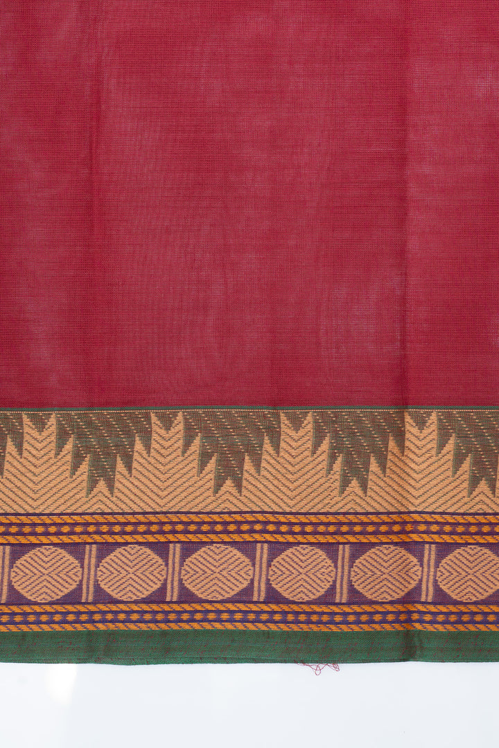 Red traditional pure cotton saree